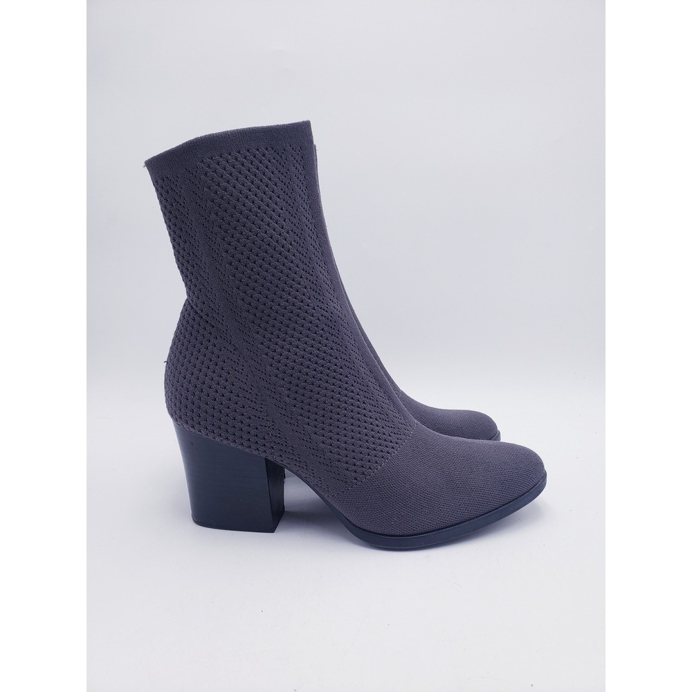 Born Meggs Sock Boots Gray Knit Block Heel Pointed Toe Ankle Booties 9.5M
